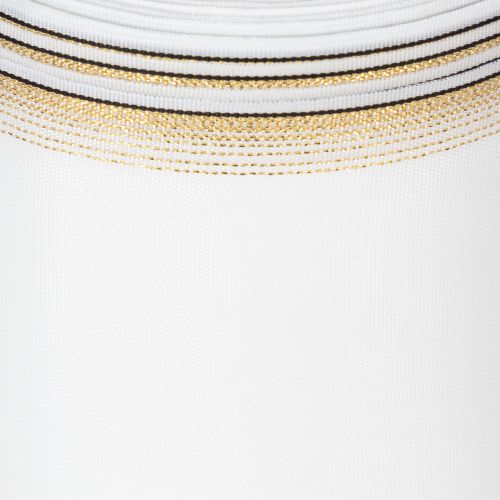 Elegante cinta de corona de muaré, 125 mm, blanca con ribete dorado - Cinta decorativa de alta calidad para floristería y celebraciones | Floristik24.es