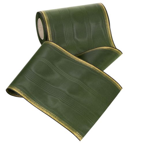 Artículo Elegante cinta de moiré para coronas, 175 mm, verde oscuro con borde perlado y tejido de tafetán para ocasiones festivas.
