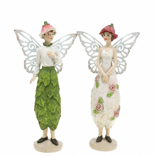Floristik24 Figura decorativa elfo pareja de elfos blanco, rosa, verde H20cm 2ud