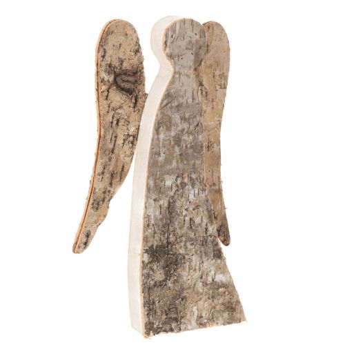 Figura de ángel hecha de madera con corteza de abedul, 30 cm.