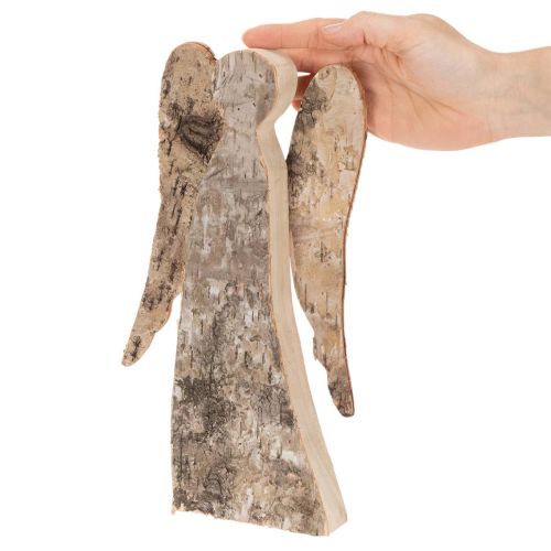 Figura de ángel hecha de madera con corteza de abedul, 30 cm. | Floristik24.es