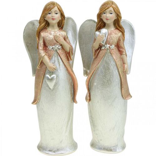 Floristik24 Figura ángel ángel de la guarda ángel navideño con corazón H19cm 2pcs
