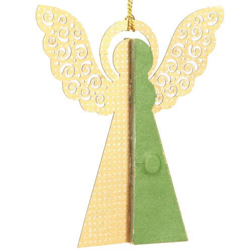Floristik24 Ángel decoración de papel panal Navidad verde oro 12cm 4 piezas