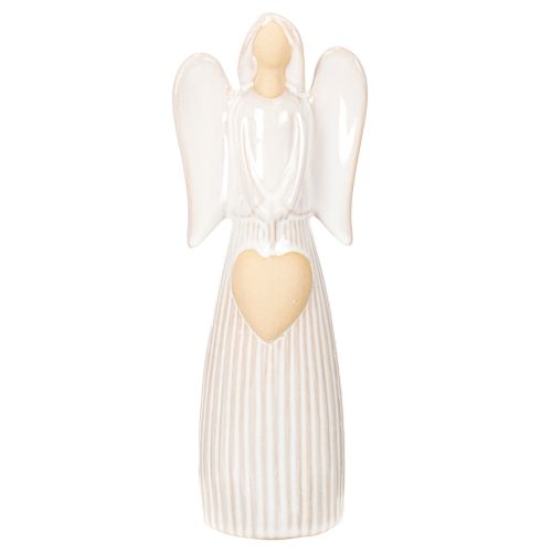 Figura de ángel con decoración de corazón en color blanco crema, 23 cm. comprar | Floristik24.es