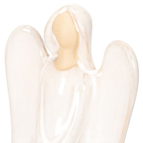 Figura de ángel con decoración de corazón en color blanco crema, 23 cm. | Floristik24.es