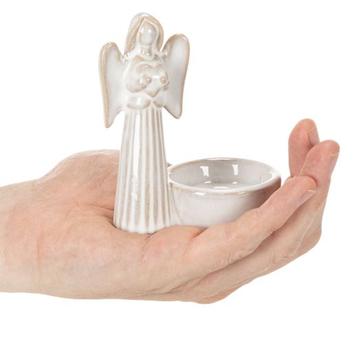 Adorno de ángel para cuenco con figura pequeña y portavelas redondo de 10 cm (3 unidades) | Floristik24.es