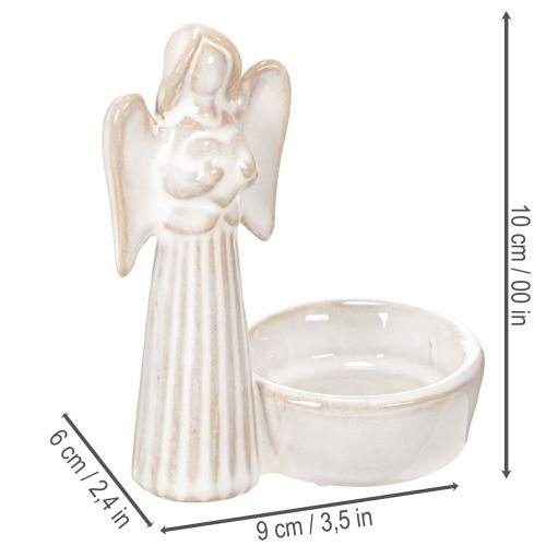 Adorno de ángel para cuenco con figura pequeña y portavelas redondo de 10 cm (3 unidades) | Floristik24.es