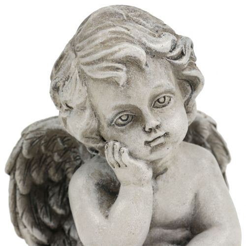 Floristik24 Ángel decorativo en gris sentado 13,5cm 2 piezas