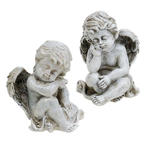 Artículo Angel sentado gris 11cm 4uds