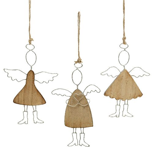 Floristik24 Ángel para colgar plata 16cm - 18cm 3pcs