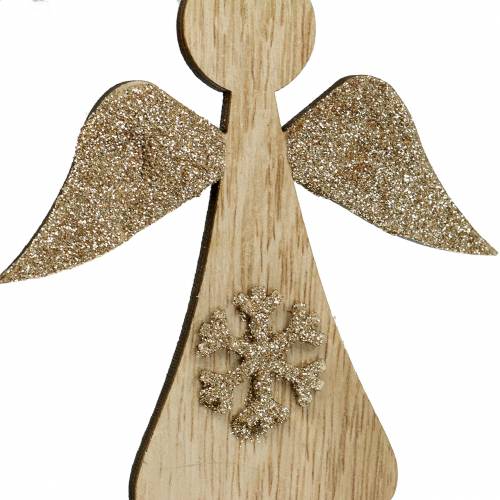 Artículo Percha decorativa ángel de madera brillo 10cm 12pcs