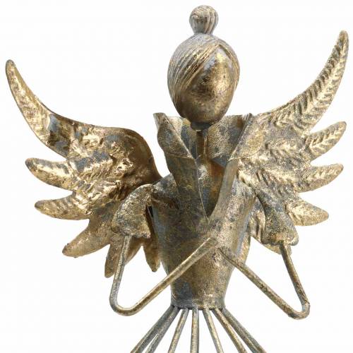 Floristik24 Ángel decorativo metal oro antiguo Ø9.2 H22cm