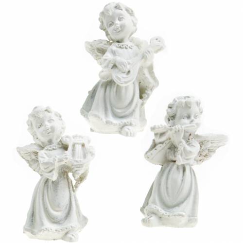 Floristik24 Ángel decorativo con instrumentos blanco H4.5cm 9pcs
