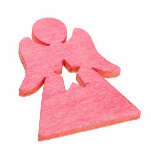 Artículo Ángel de madera para esparcir rosa, rosa, blanco 4cm 72 piezas