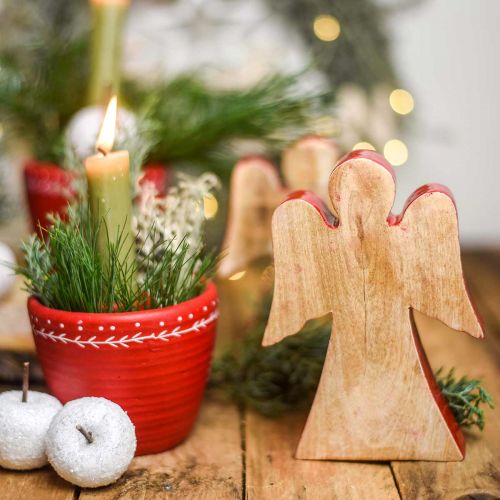 Artículo Figura decorativa ángel madera roja, naturaleza 15cm