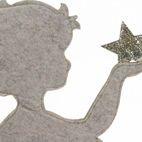 Floristik24 Soporte de ángel navideño sobre tronco de abedul fieltro crema, oro Al 46cm