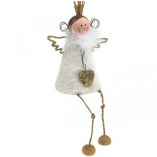 Floristik24 Figura ángel sentado decoración navideña madera metal blanco Al.12cm