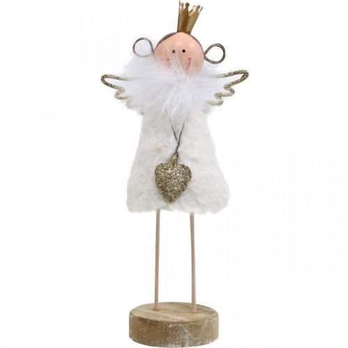 Artículo Figura ángel decoración navideña madera metal blanco dorado H20.5cm