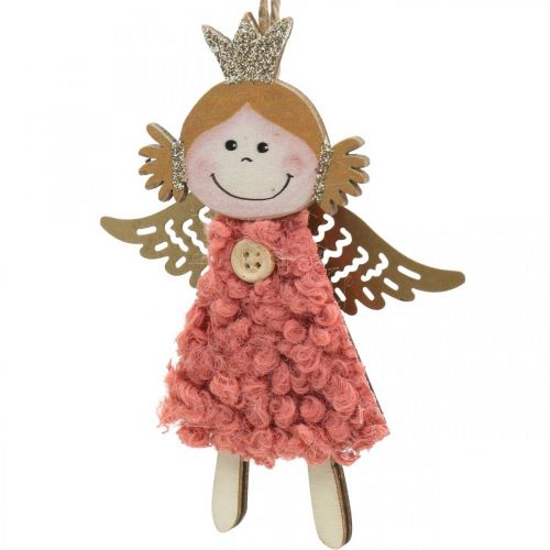 Floristik24 Ángeles para colgar, adornos navideños, adornos para árboles de Navidad rosa / rosa / azul / blanco H12cm juego de 4