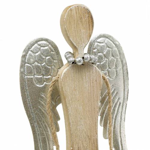 Floristik24 Ángel de madera natural con purpurina Al 53cm