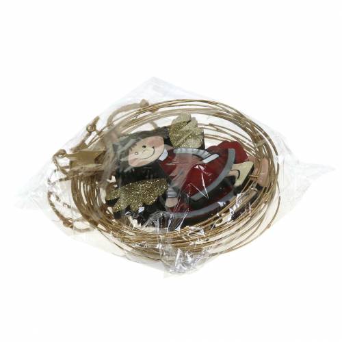 Floristik24 Ángel en anillo decorativo para colgar madera, metal Ø14cm 6pzs