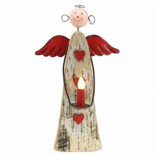 Floristik24 Ángel de madera con vela LED H30cm