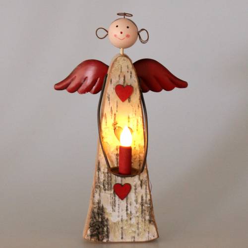 Floristik24 Ángel de madera con vela LED H30cm