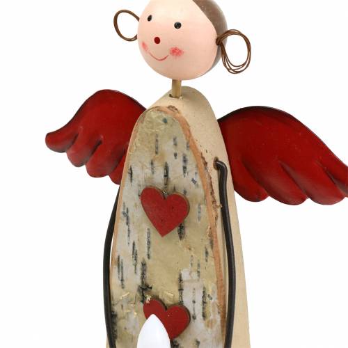 Floristik24 Ángel de madera con vela LED H30cm