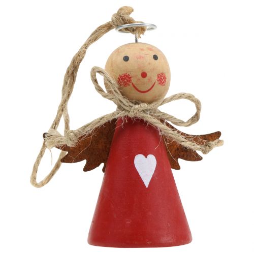 Floristik24 Angel figura de madera roja para colgar 8cm 4pcs