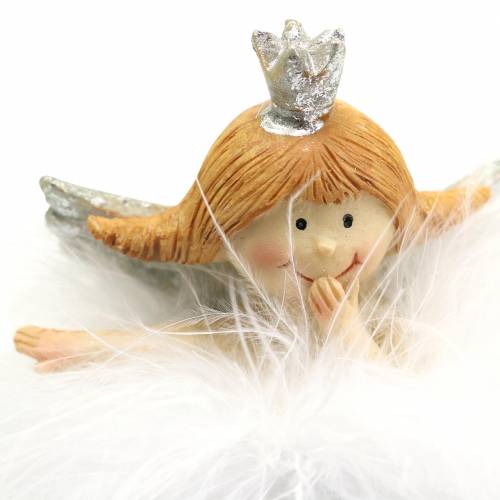 Floristik24 Ángel decorativo en blanco nube, plata Ø6,5 / 6cm H7 / 6cm 2ud