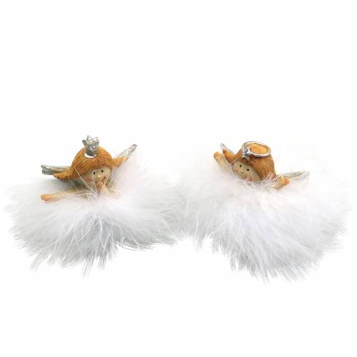 Floristik24 Ángel decorativo en blanco nube, plata Ø6,5 / 6cm H7 / 6cm 2ud