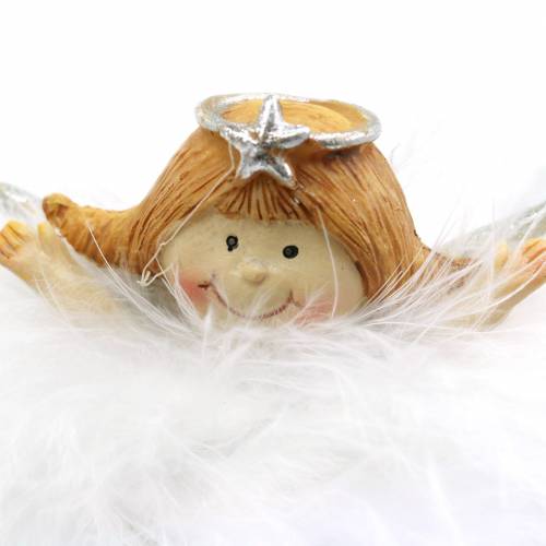 Floristik24 Ángel decorativo en blanco nube, plata Ø6,5 / 6cm H7 / 6cm 2ud