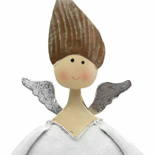 Floristik24 Ángel decorativo trío metal blanco, purpurina Ø10 / 11.5 / 7cm H28.5 / 18 / 21cm 3ud