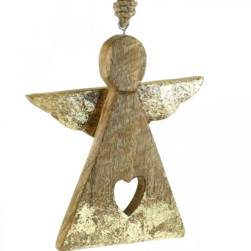 Artículo Figura decorativa de madera de mango ángel deco para colgar 13 × Al 13,5 cm 2 piezas