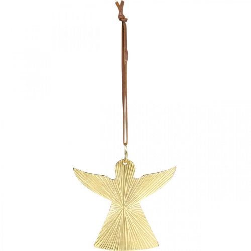 Artículo Ángel decorativo, colgante de metal, decoración navideña dorado 9 × 10cm 3ud