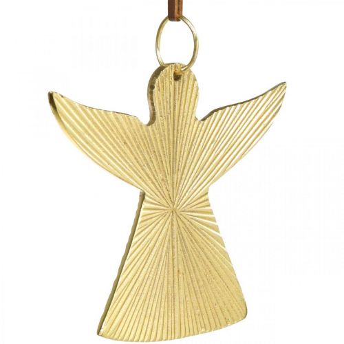 Artículo Ángel decorativo, colgante de metal, decoración navideña dorado 9 × 10cm 3ud