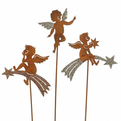 Floristik24 Enchufe decorativo ángel acero inoxidable brillo metal Al.24-25cm 12pcs