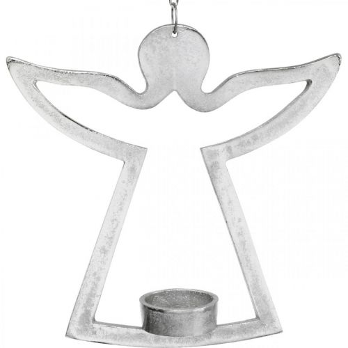 Floristik24 Portavelas con ángel, decoración de velas para colgar, metal plateado Al.20cm