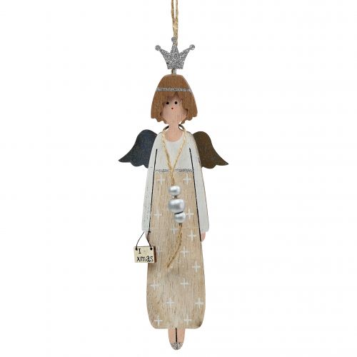 Floristik24 Ángel naturaleza, plata para colgar 20cm 6 piezas