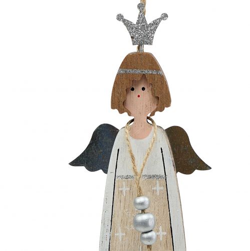 Floristik24 Ángel naturaleza, plata para colgar 20cm 6 piezas
