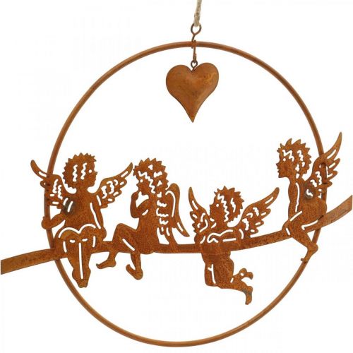 Artículo Ángel navideño en anillo, decoración de adviento, anillo de decoración para boda, decoración de metal rejilla de acero inoxidable Ø20cm 3 piezas