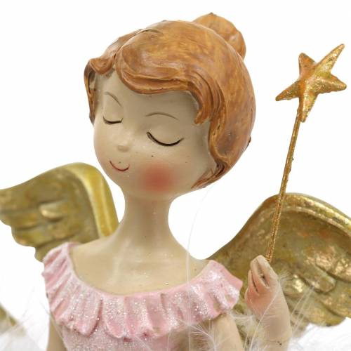 Artículo Deco bailarina ángel rosa, dorado Ø11,5 H15cm 2 piezas