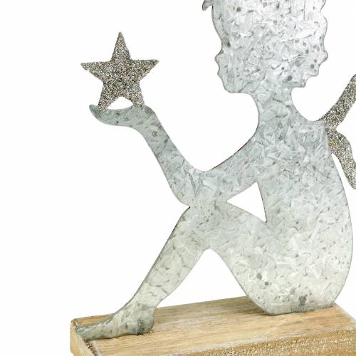 Floristik24 Ángel plateado brillo 18cm x 17.5cm