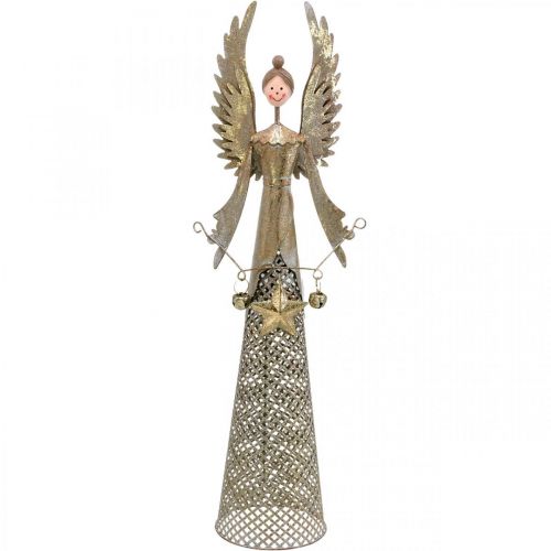 Figura de ángel decorativa con guirnalda de metal navideño 13 × 8.5cm H40cm