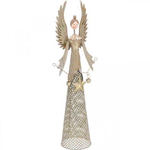 Artículo Figura de ángel decorativa con guirnalda de metal navideño 13 × 8.5cm H40cm