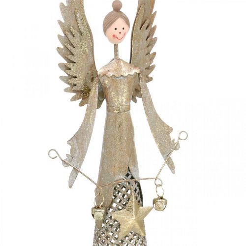 Floristik24 Figura de ángel decorativa con guirnalda de metal navideño 13 × 8.5cm H40cm