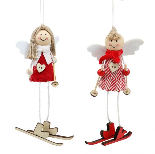 Artículo Decoración de Navidad Ángel Rojo, blanco 15cm 4pcs