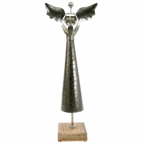 Floristik24 Ángel decorativo de metal sobre base de madera Al. 58 cm