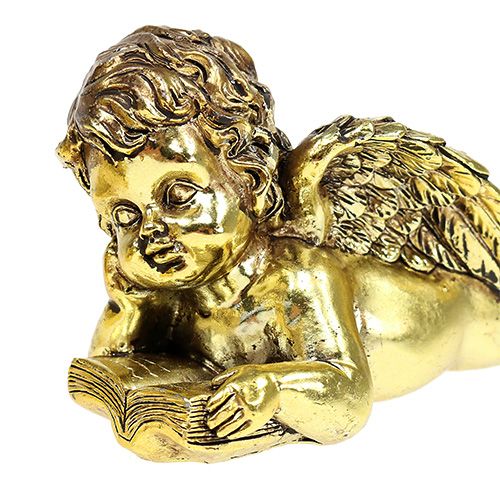 Floristik24 Ángel con libro acostado oro 11-13cm 4 piezas