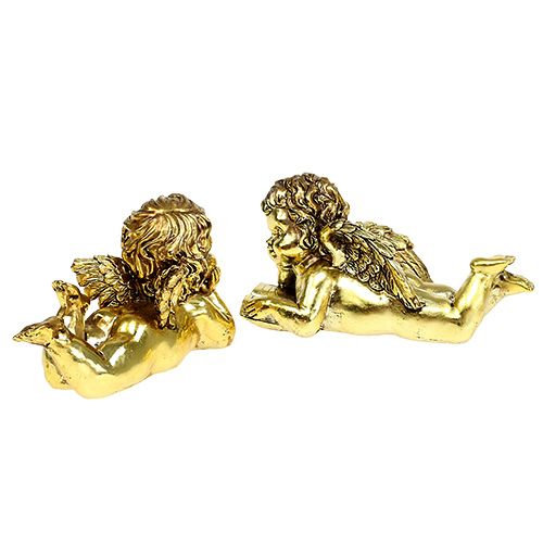 Floristik24 Ángel con libro acostado oro 11-13cm 4 piezas